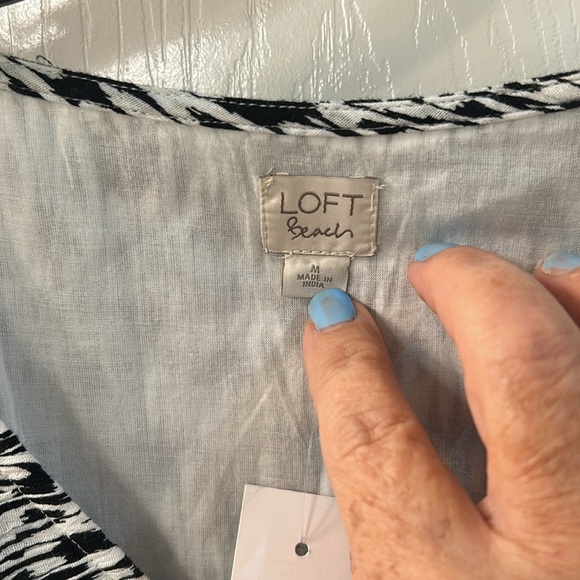 NWT LOFT Beach Black and White Tiered Cutout Maxi Dress SZ M - Picture 6 of 9